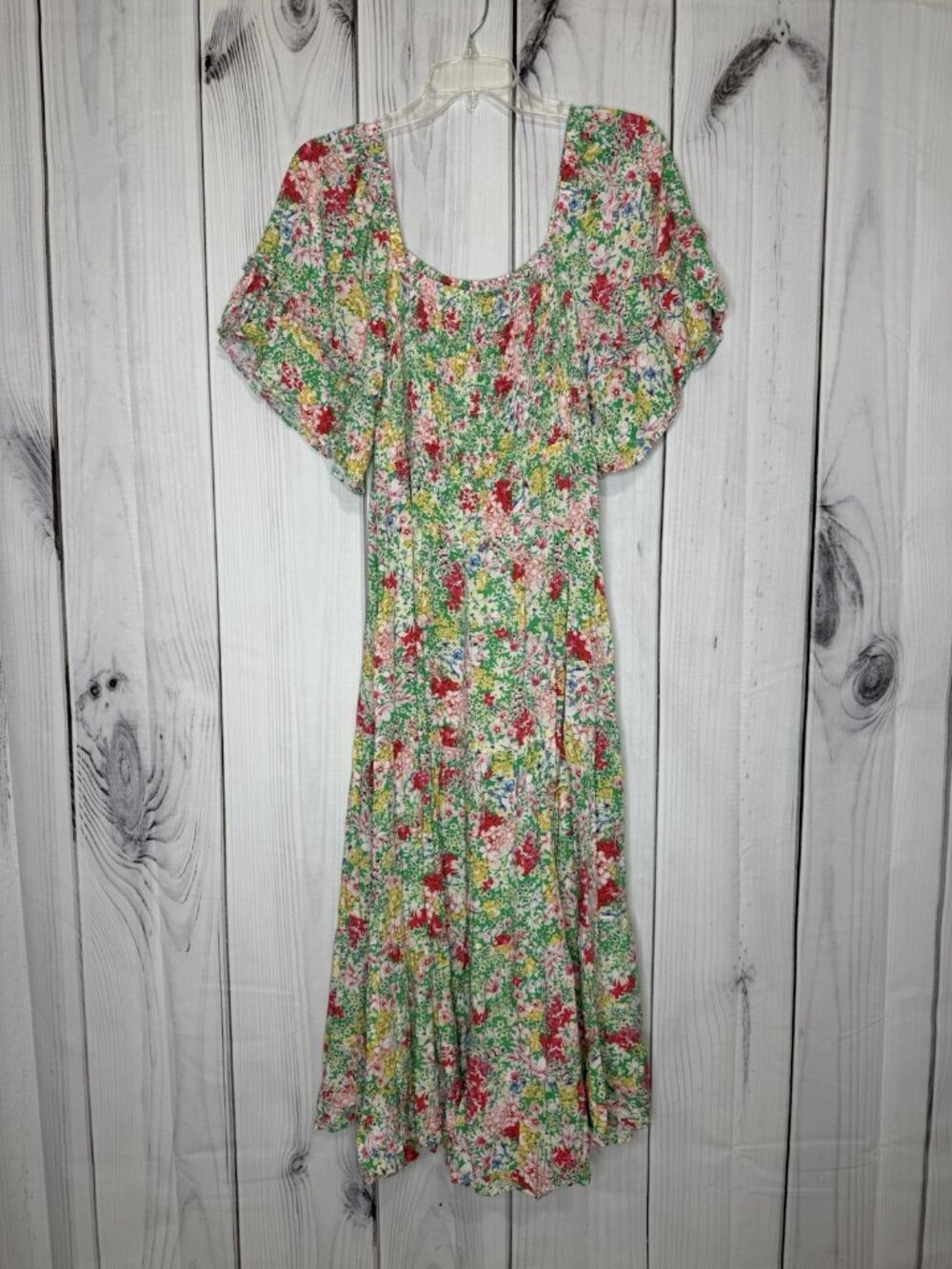 Gigio USA Floral Smocked Maxi Dress Sz M Rayon Boho Fairycore Coquette - Picture 4 of 7